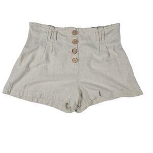 Nectar Clothing Women's L Beige Linen Blend Pull-on Shorts Lounge Travel Comfort